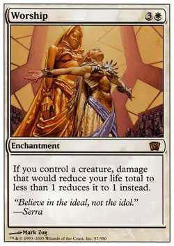 Worship - Foil Magic mtg Light Play, English 8th Edition x1 - Image 1