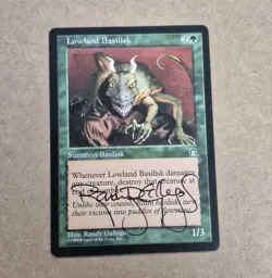 UNPLAYED SIGNED NM Lowland Basilisk Magic MTG Stronghold RANDY GALLEGOS EDH VTG - Image 1