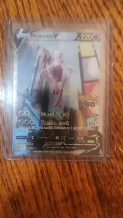 Pokemon TCG Mewtwo v Full Art Holo Ultra Rare Pokemon Go - Image 1