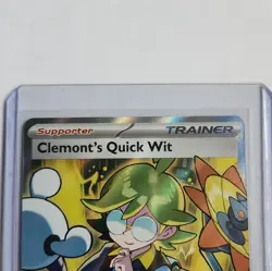 Pokemon Clemont's Quick Wit 229/191 Surging Sparks Ultra Rare Holo Trainer - Image 3