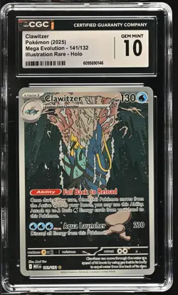 Pokemon GRADED Clawitzer 141/132 Mega Evolution IR 10 CGC ENGLISH - Image 1