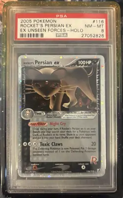 2005 Pokemon EX Rocket's Persian Holo Unseen Forces 116/115 PSA 8 NM-MT - Image 1