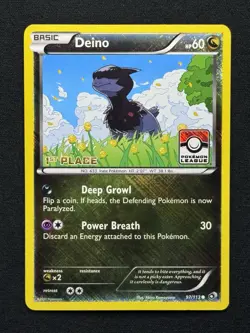 Pokemon Deino 1st Place Pokemon League Crosshatch Reverse Holo #97 - Image 1