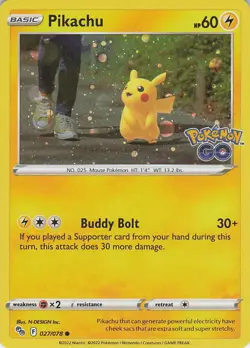 Pikachu (27) Common Pokemon GO 027/078 NM - Image 1
