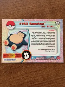 RAINBOW FOIL Snorlax #143 Topps Pokemon Series 3 RARE Card - Image 2