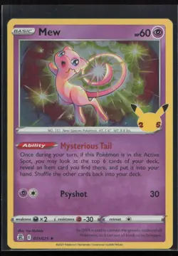 Mew 011/025 Holo Rare Celebrations Pokemon Holo Near Mint - Image 1