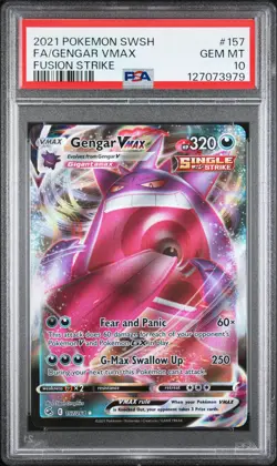 2021 Pokemon Fusion Strike Gengar Vmax Full Art #157 GEM MT PSA 10 Ultra Rare - Image 1