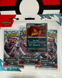 Pokemon TCG Scarlet&Violet Journey Together 3 Booster Blister Scrafty Promo - Image 1