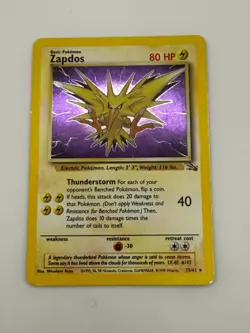 Zapdos 15/62 - Fossil - Holo Rare - Vintage - WotC - Pokemon TCG - Image 1