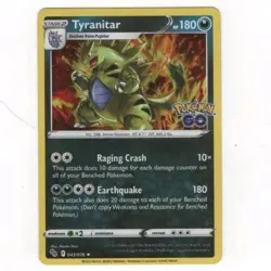 Pokemon Tyranitar 043/078 Pokemon GO Holo Rare 180 HP Raging Crash Earthquake - Image 1