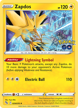 Zapdos 29/78 Rare Holo | Pokemon GO | Pokemon Card - Image 1