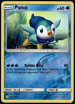 Piplup 54/236 Common Cosmic Eclipse Pokemon Reverse Holo Near Mint - Image 2