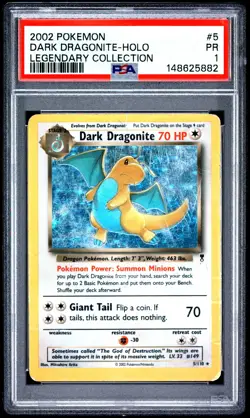 Dark Dragonite Holo PSA 1 2002 Pokemon Legendary Collection #5 POP 16 - Image 1