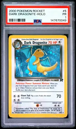 Dark Dragonite Holo PSA 1 2000 Pokemon Rocket #5 - Image 1