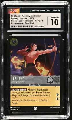 Disney Lorcana GRADED Li Shang Archery Instructor 187/204 Uncommon 10 CGC - Image 1