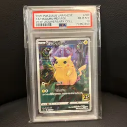 Pokemon PSA 10; Pikachu Mirror 25th S8a 001/028 2021 PIKACHU-REV.FOIL Japanese - Image 1