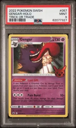 2021 POKEMON SWORD & SHIELD CHILLING REIGN TRICK OR TRADE 2022 GENGAR-HOLO PSA 9 - Image 1