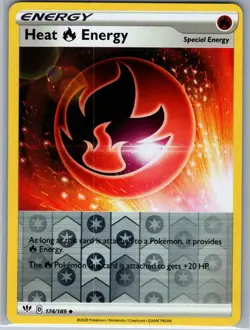 Heat R Energy 174/189 Reverse Holo SWSH03: Darkness Ablaze - Pokemon Card - NM - Image 1