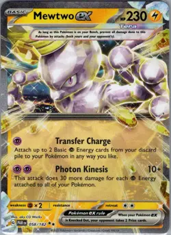 Mewtwo ex 058/182 SV04: Paradox Rift - Pokemon Card - NM - Image 1