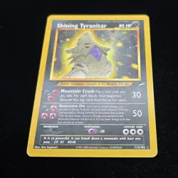 Pokemon TCG Neo Destiny Shining Tyranitar 113/105 Secret Rare Holo Card Raw - Image 1