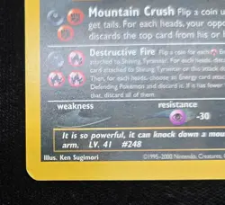 Pokemon TCG Neo Destiny Shining Tyranitar 113/105 Secret Rare Holo Card Raw - Image 4