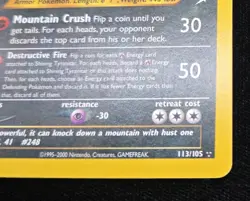 Pokemon TCG Neo Destiny Shining Tyranitar 113/105 Secret Rare Holo Card Raw - Image 5
