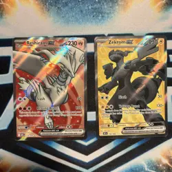 2 Card Zekrom ex 158/086 Reshiram ex 158/086 Black Bolt White Flare - Image 1