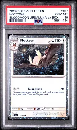 PSA 10 Noctowl Cosmos Holo Bloodmoon Ursaluna ex Box 2024 Pokemon Card #127 - Image 1