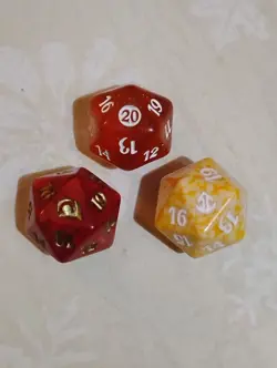 (3) mtg FTV Spindown Dice D20 life counter dice EXILED, REALMS and 20 rare HTF - Image 1