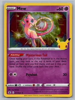 Mew 011/025 Holo Rare Celebrations Pokemon Holo Lightly Played - Image 1