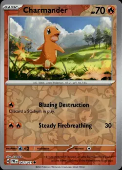 Pokemon TCG Charmander Reverse Holo 007/ 091 Paldean Fates Common Card - NM - Image 1