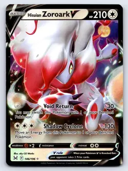 Hisuian Zoroark V 146/196 Holo V Rare Lost Origin Pokemon Near Mint - Image 1