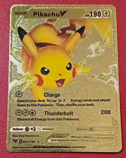 Pikachu V Gold Foil Textured Fan Art Card - Vivid Voltage 2020 Pokemon - Image 1
