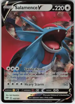Played Holo Salamence V 143/189 V Rare Darkness Ablaze Moderately Played - Image 1