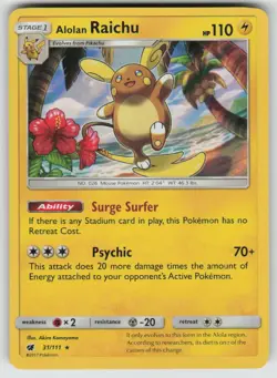 Holo Alolan Raichu 31/111 Rare Crimson Invasion Near Mint - Image 1