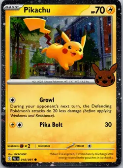 Pikachu 018/091 Holo Trick or Trade BOOster 2024 Pokemon Holo NM - Image 1