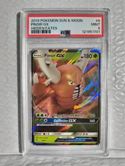 2019 Pokemon Sun & Moon Pinsir GX Hidden Fates #6 PSA 9 - Image 1