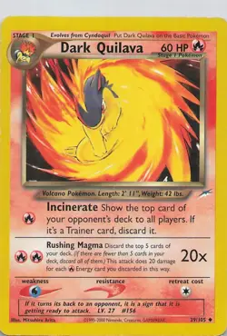 Dark Quilava 39/105 Uncommon Neo Destiny Pokemon English HP - Image 1