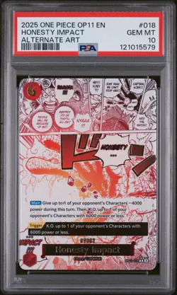 2025 ONE PIECE OP11-A FIST OF DIVINE SPEED ALTERNATE ART HONESTY IMPACT PSA 10 - Image 1