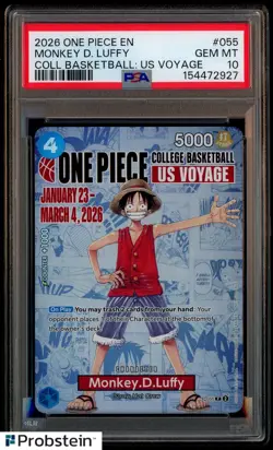 2026 One Piece EN College Basketball US Voyage #055 Monkey D Luffy PSA 10 - Image 1