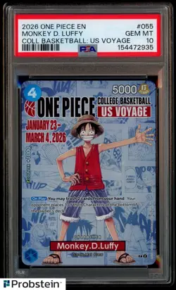 2026 One Piece EN College Basketball US Voyage #055 Monkey D Luffy PSA 10 - Image 1