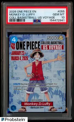 2026 One Piece EN College Basketball US Voyage #055 Monkey D Luffy PSA 10 - Image 1