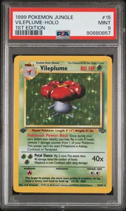 1999 Pokemon Jungle Vileplume Holo 1st Edition PSA 9 #15 - Image 1