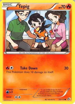 Tepig 25/113 Common Legendary Treasures Pokemon Lightly Played - Image 1