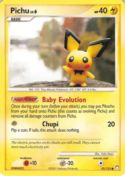 Pichu 93/123 Common Mysterious Treasures Pokemon Moderately Played - Image 1