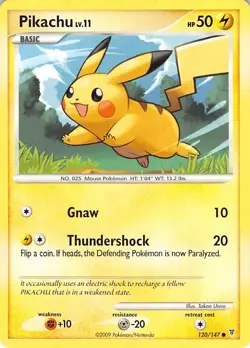 Pikachu 120/147 Common Supreme Victors Pokemon Moderately Played - Image 1