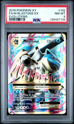 Pokemon TCG M Blastoise EX Full Art 102/108 Evolutions - PSA 8 NM-MT - Image 1