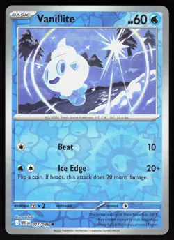 Vanillite 027/086 Common White Flare Pokemon Reverse Holo Near Mint - Image 1