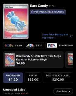 Rare Candy, Pokemon Near Mint, Mega Evolution, Ultra Rare, 175/132 - Image 5