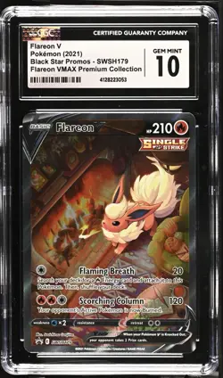 2021 Pokemon Black Star Promos Flareon V #SWSH179 CGC 10, LOW POP - Image 1